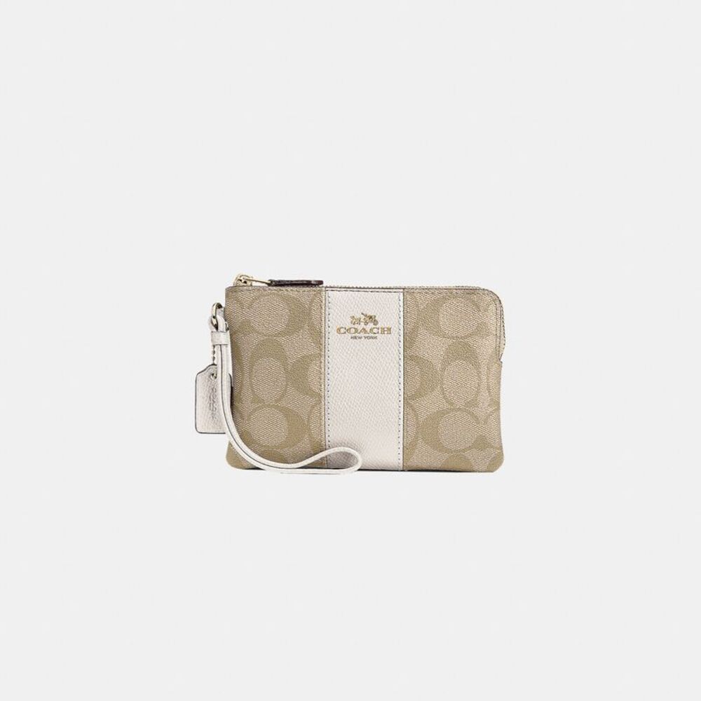 NWT Coach Outlet Corner Zip Wristlet In Signature Canvas - Picture 3 of 3